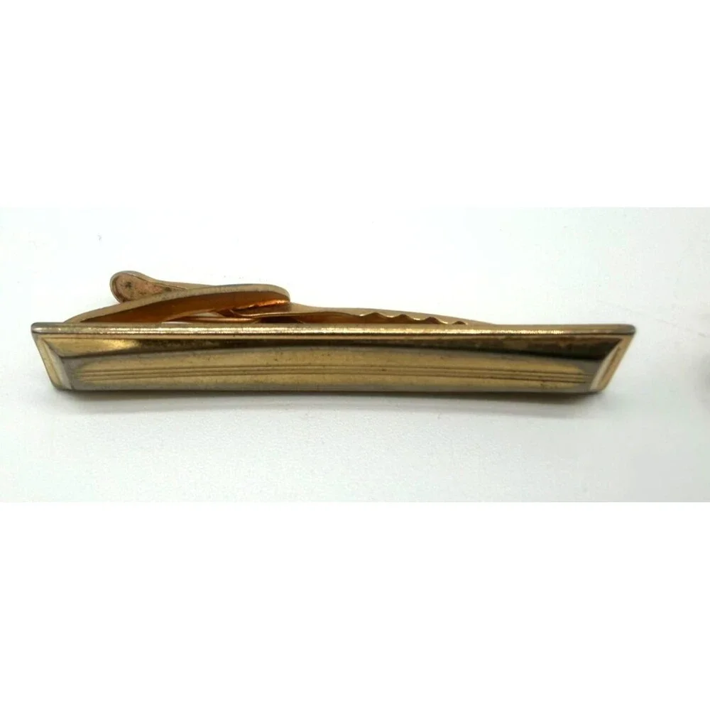 Lot of 4 Vintage Hickok USA Gold Tone Tie Bar Clips Monogram Initials MCM Retro